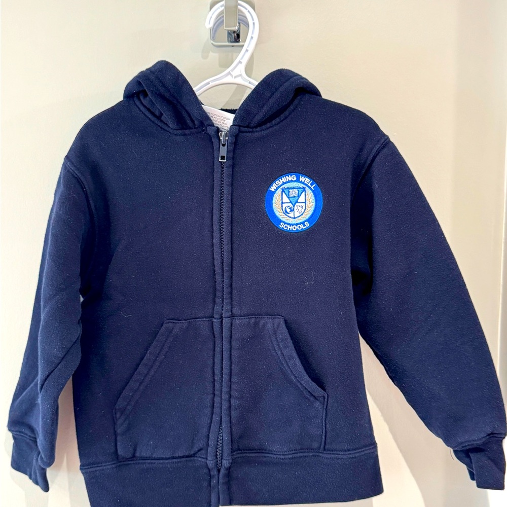 Navy Blue Kid's Hoodie with Logo- Wishing Well School uniform 4Y